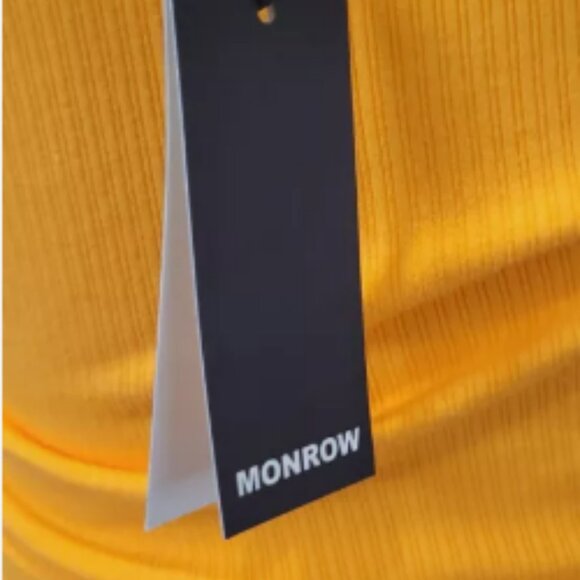 NWT Monrow Square Neck Mini Dress Yellow Marigold Large - Picture 4 of 6